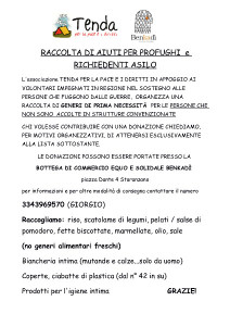 raccolta di aiuti per profughi e richiedenti asilo